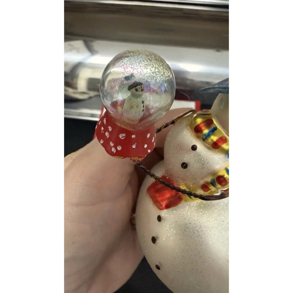 VTG Christopher Radko Blown Glass Ornament Chubby Cheer Delight Snowman Rare